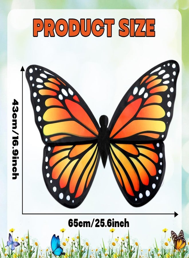 ojustbeok Large Monarch Butterfly Wings for Girls Costume Accessories Double Sided Butterfly Wings Costumes Fairy Dress Up Accessories for Kids Birthday Princess Cosplay Dress Up Party Halloween Photo Props - Image 2